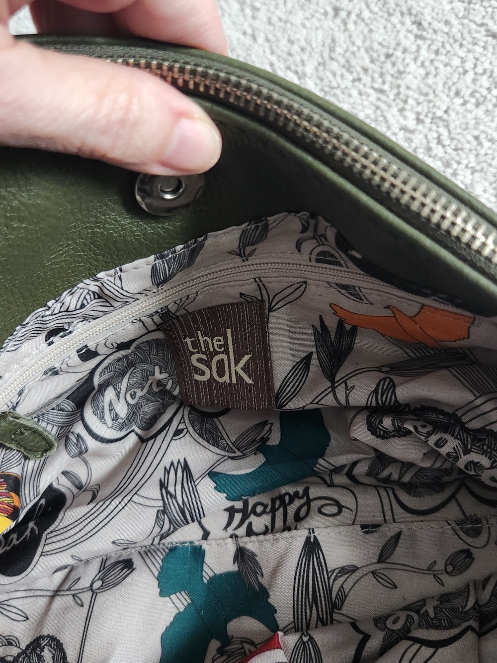The Sak Olive Green Pebbled Leather Shoulder Bag - Picture 2 of 7